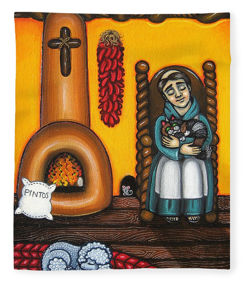 Folk Art Fleece Blanket featuring the painting San Pascuals Nap by Victoria De Almeida