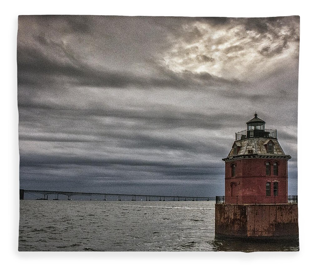 Lighthouse Fleece Blanket featuring the photograph Sandy Point Shoal Lighthouse by Robert Fawcett