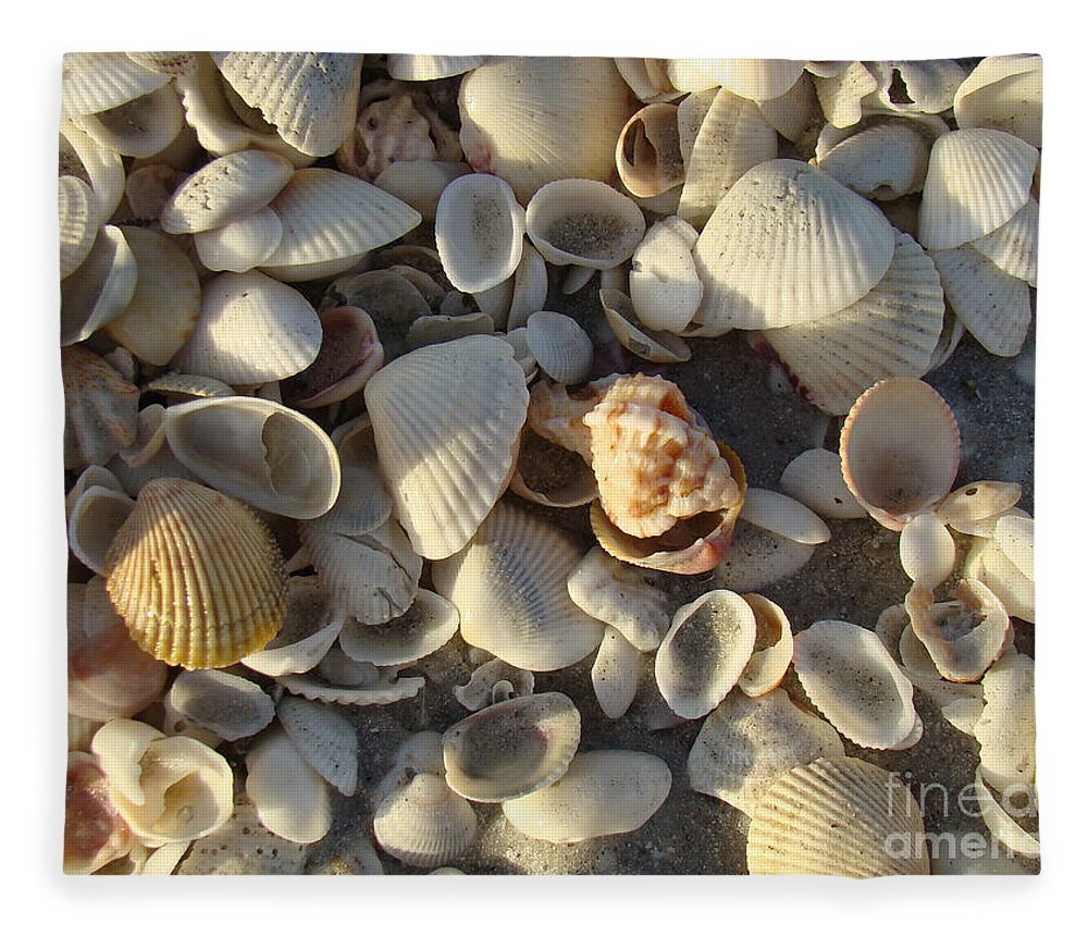 Shells Fleece Blanket featuring the photograph Sanibel Island Shells 3 by Nancy L Marshall