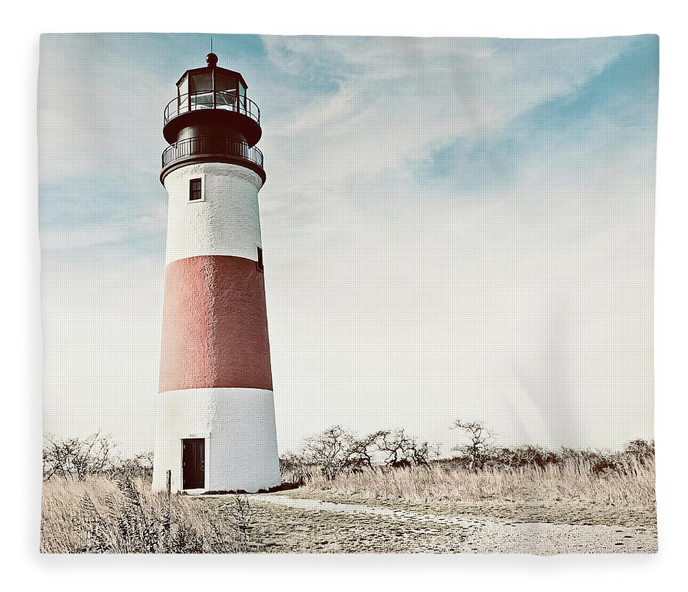 Nantucket Fleece Blanket featuring the photograph Sankaty Head Lighthouse Nantucket by Marianne Campolongo