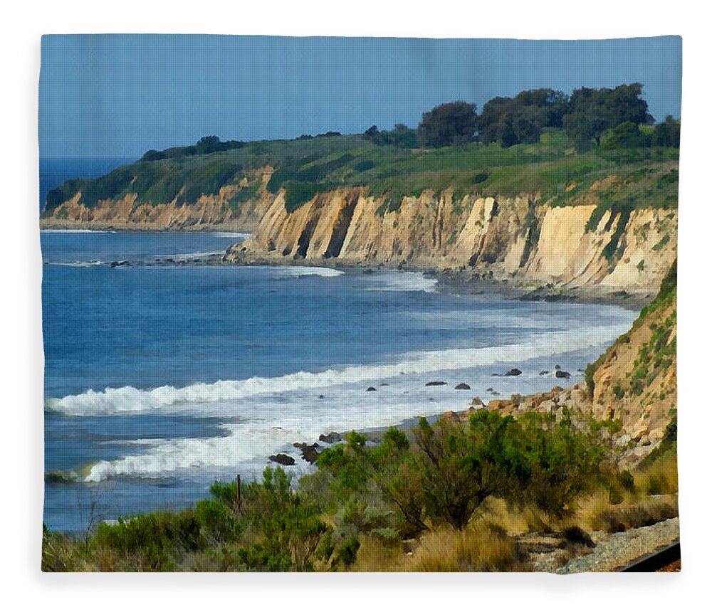 Santa Barbara Coast Fleece Blanket featuring the digital art Santa Barbara Coast by Ernest Echols