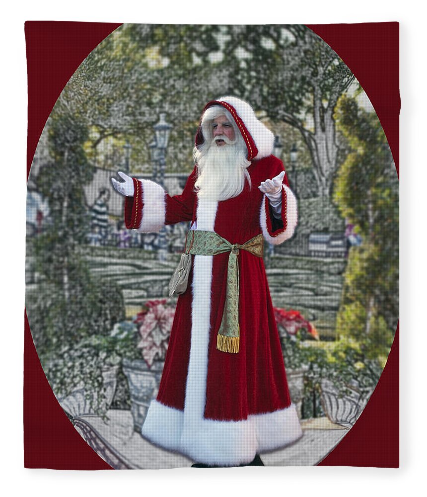 Santa Fleece Blanket featuring the photograph Santa Claus Walt Disney World Oval by Thomas Woolworth
