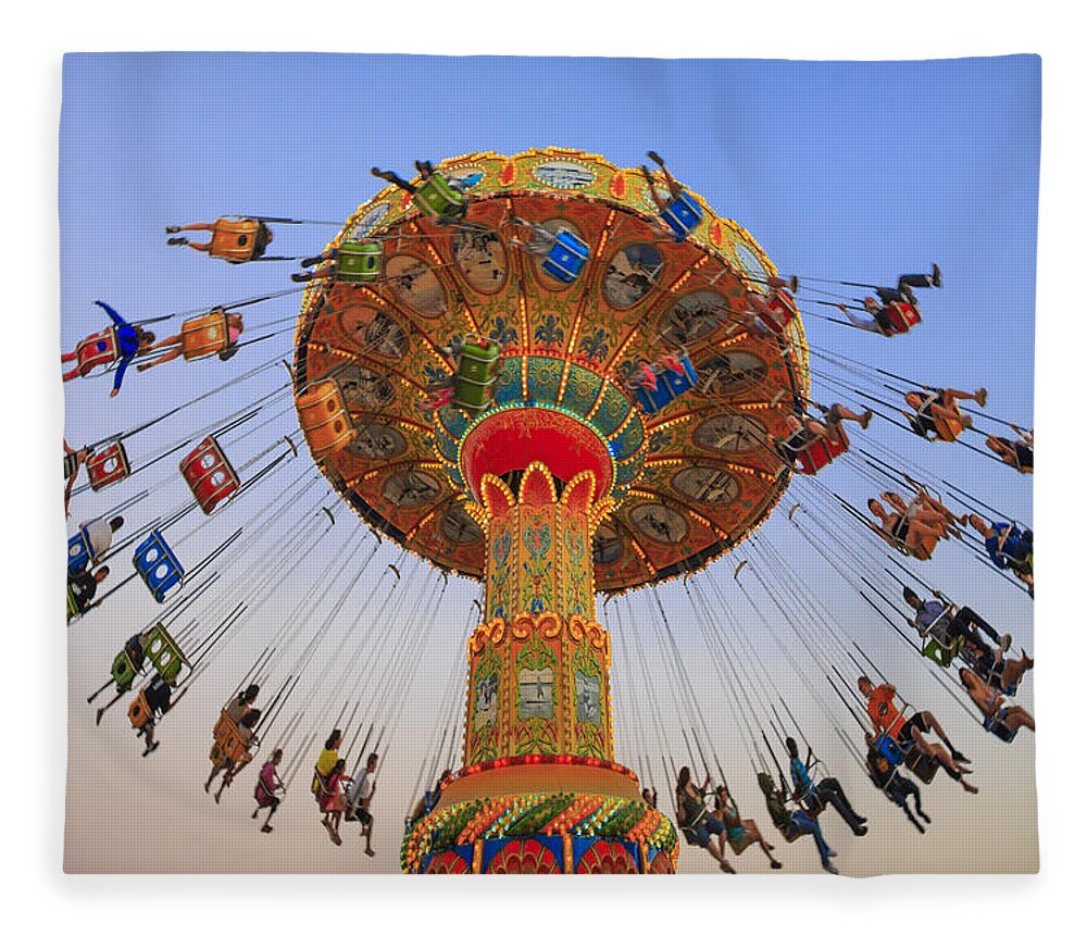 Carnival Fleece Blanket featuring the photograph Santa Cruz SeaSwing at Sunset 9 by Scott Campbell