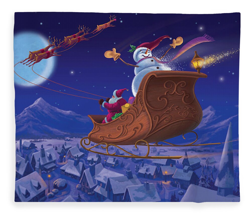 Michael Humphries Fleece Blanket featuring the painting Santa's Helper by Michael Humphries