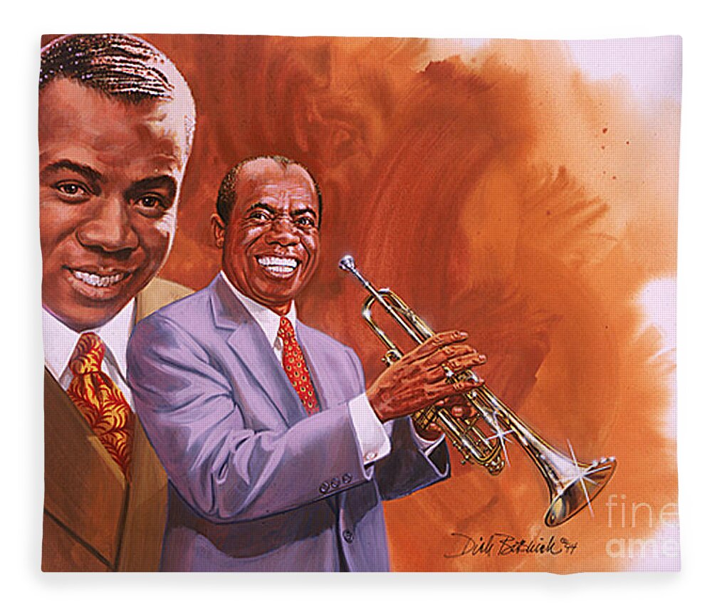 Music Fleece Blanket featuring the painting Satchmo by Dick Bobnick