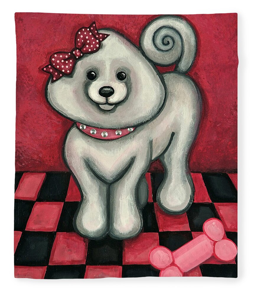 Poodle Fleece Blanket featuring the painting Savannah Smiles by Victoria De Almeida