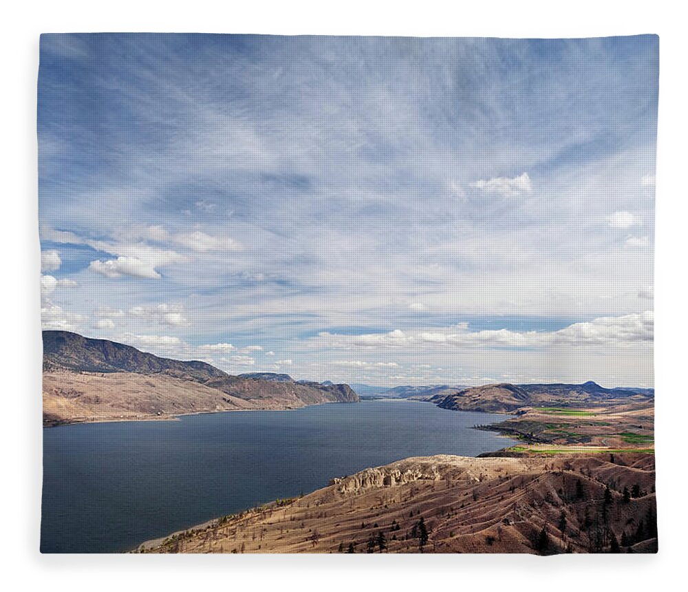 Scenics Fleece Blanket featuring the photograph Scenic Kamloops Lake, Canada by Toos