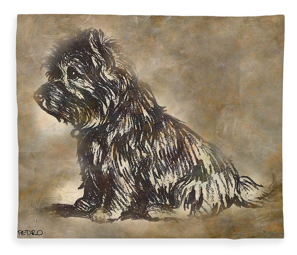 Scotty Fleece Blanket featuring the painting Scotty Dog by George Pedro