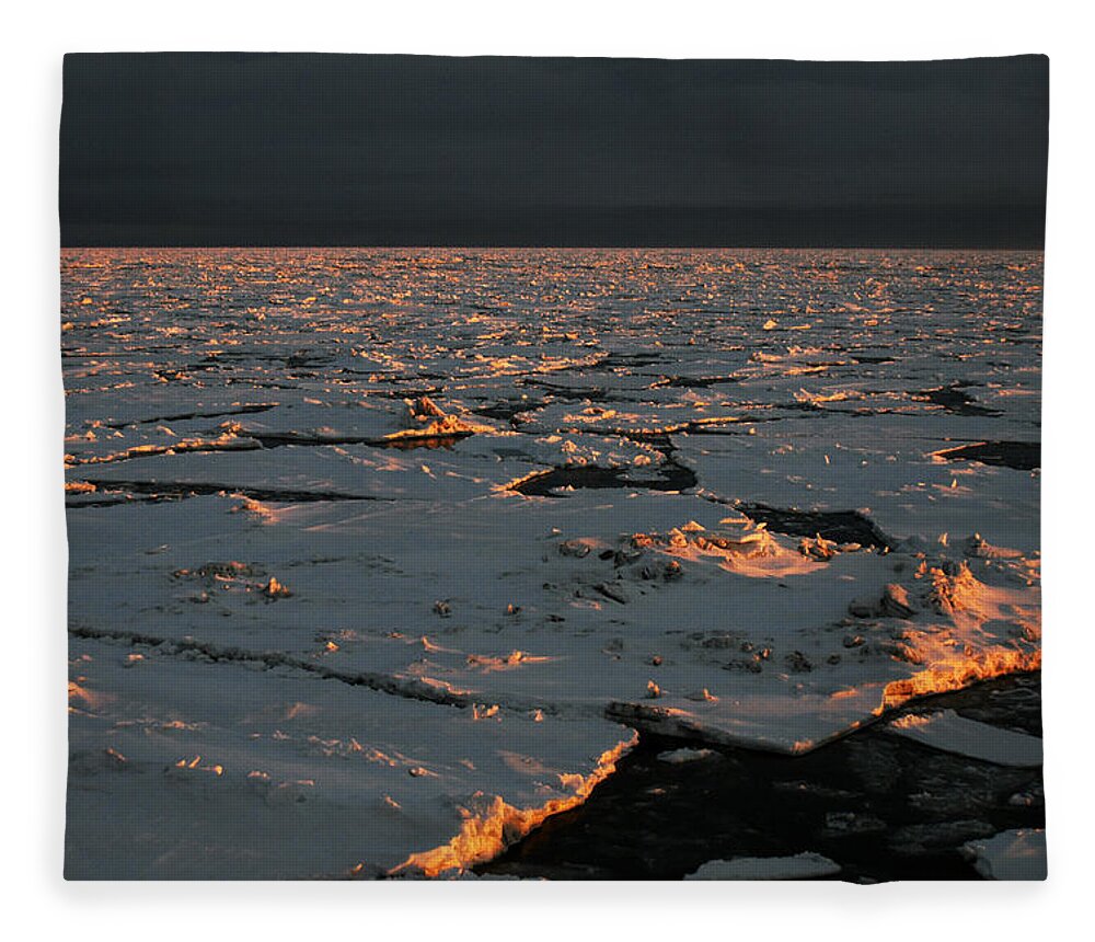 Aerial Fleece Blanket featuring the photograph Sea Ice St Sunset by Carleton Ray