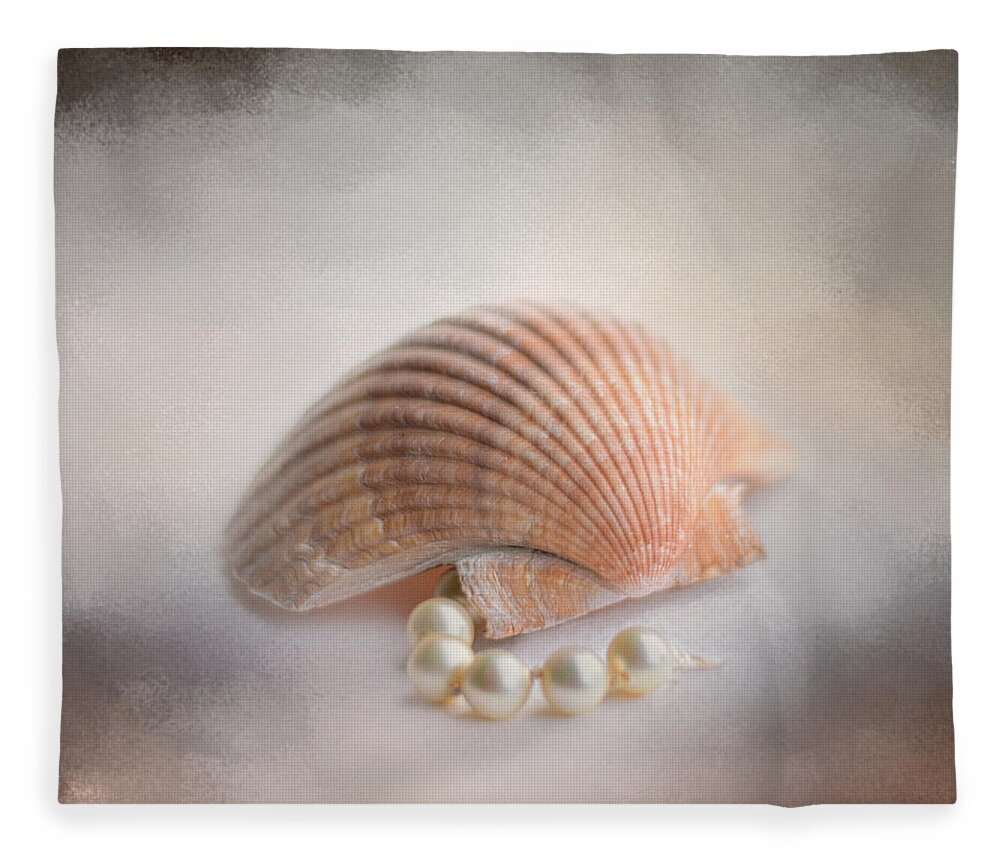 Pearls Fleece Blanket featuring the photograph Sea Shell and Pearls by Jai Johnson