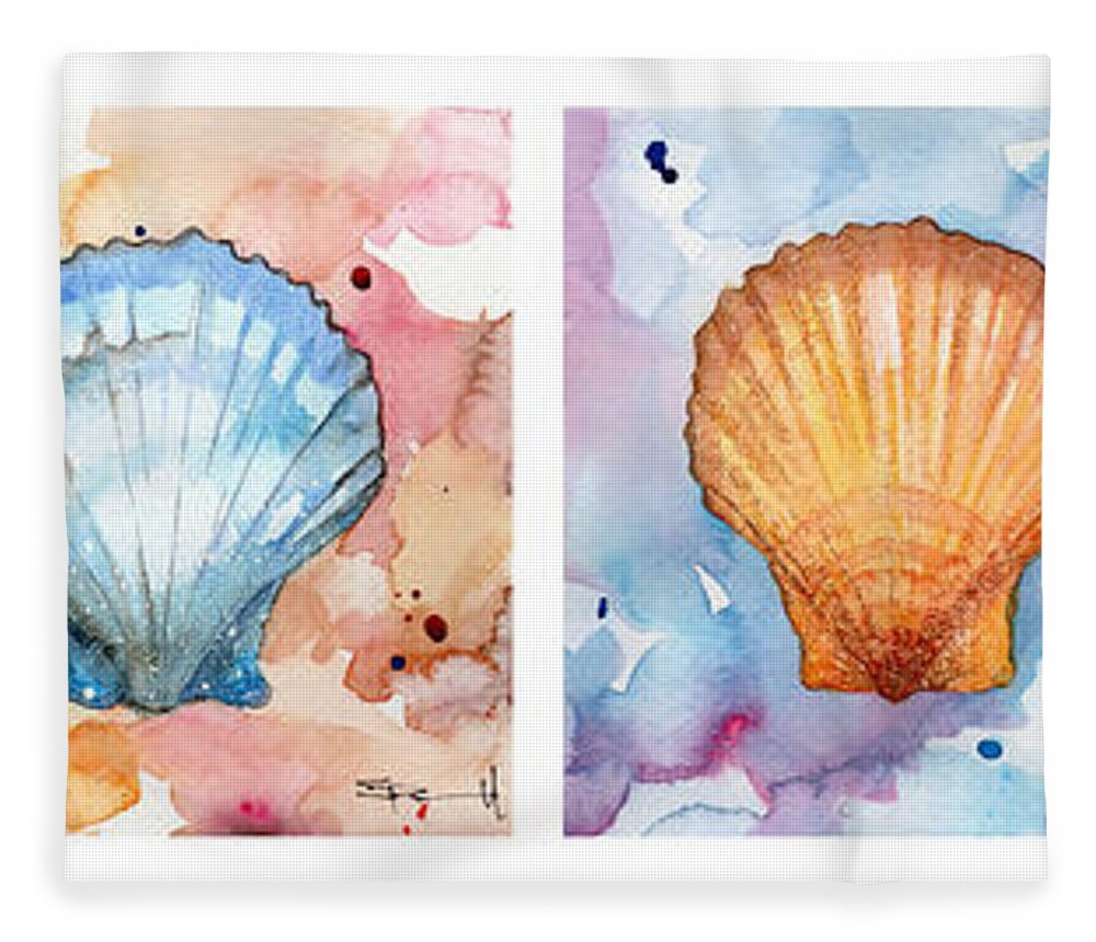 Shore Fleece Blanket featuring the painting Sea Shells in Contrast by Sean Parnell