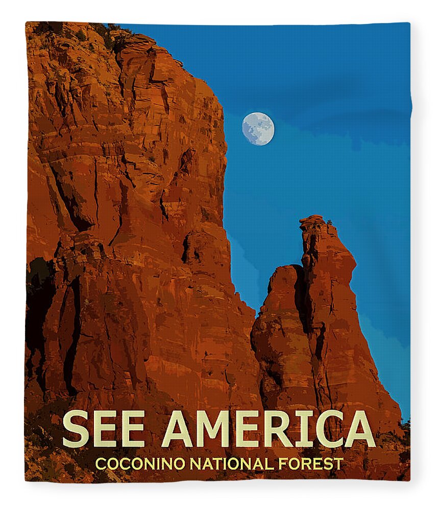 Poster Fleece Blanket featuring the digital art See America - Coconino National Forest by Ed Gleichman