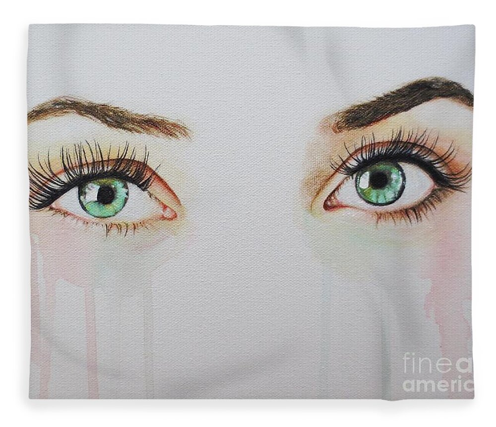 Eye Painting Fleece Blanket featuring the painting Seeing Into The Soul #1 by Malinda Prud'homme