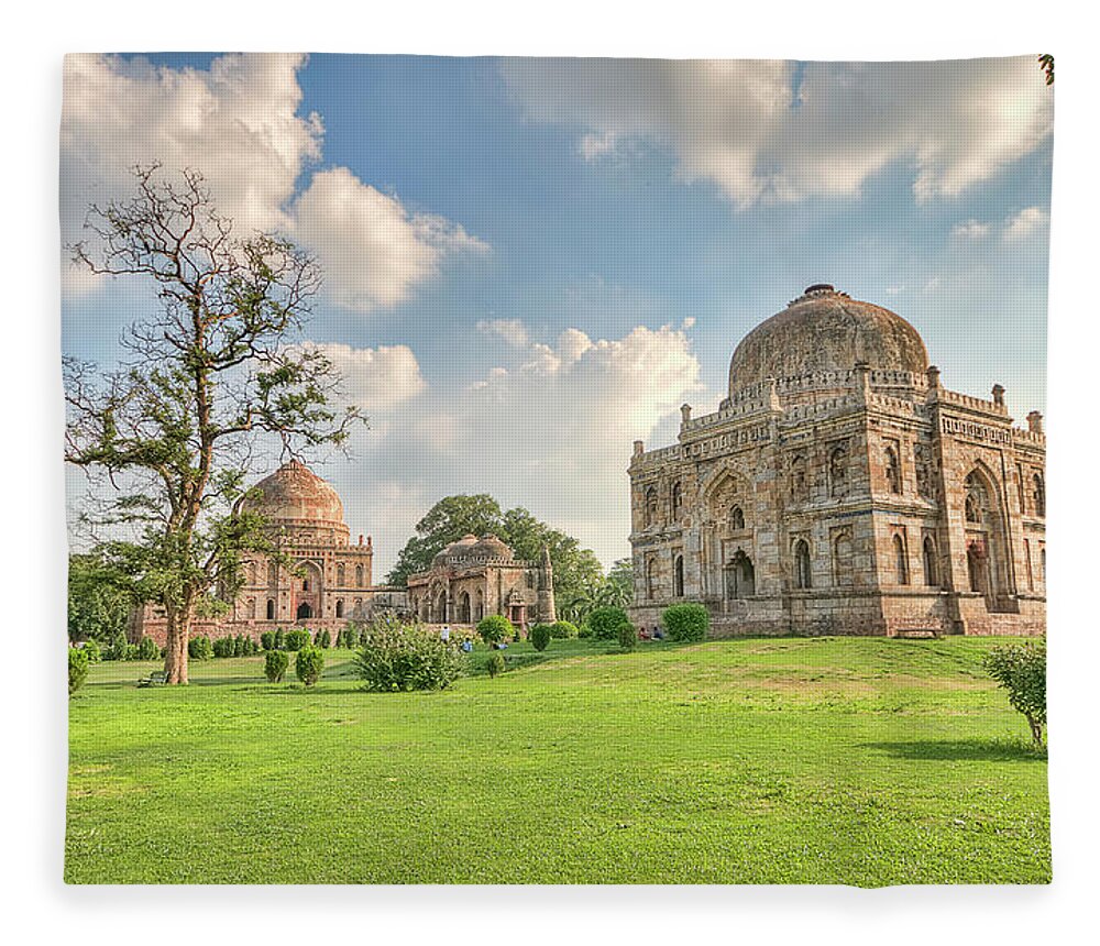Arch Fleece Blanket featuring the photograph Seesh Gumbad & Bara Gumbad, Lodi by Mukul Banerjee Photography