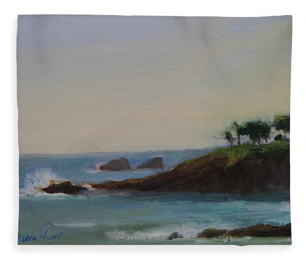 California Coast Fleece Blanket featuring the painting Serenity by Maria Hunt
