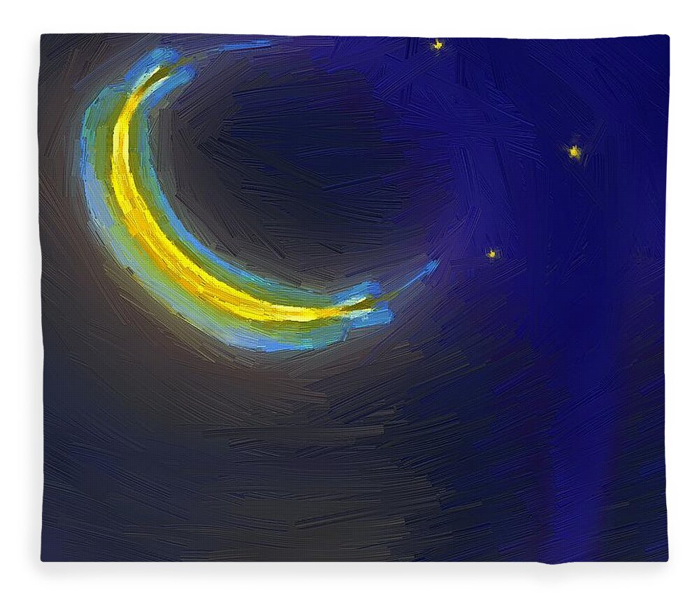 Sky Fleece Blanket featuring the painting Seven Stars and the Moon by RC DeWinter