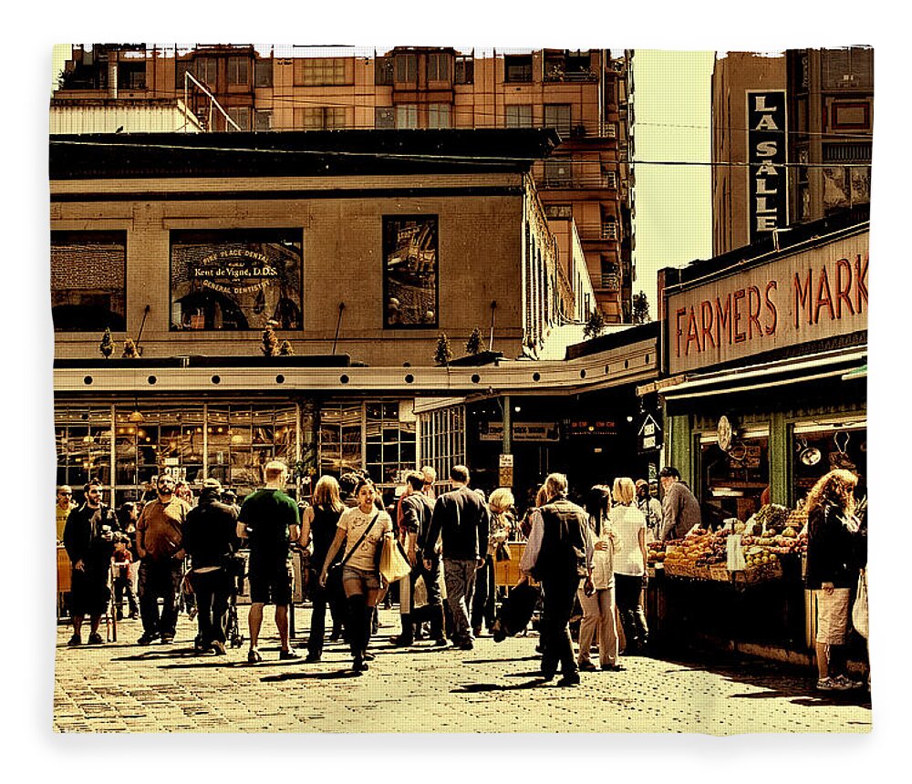 Pike Place Market Fleece Blanket featuring the photograph Shoppers at Pike Place Market by David Patterson