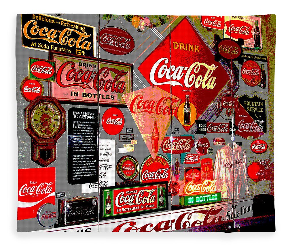 Digital Art Fleece Blanket featuring the photograph Signs of Coca Cola Posterized by Marian Bell