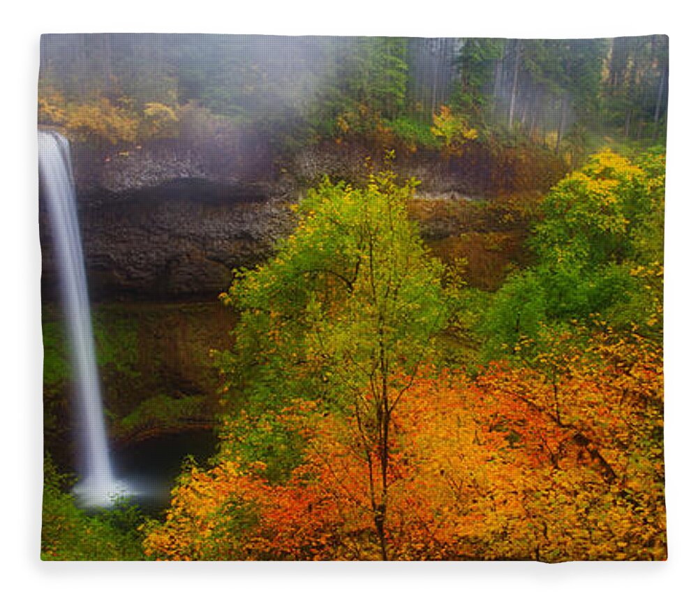Silver Falls Fleece Blanket featuring the photograph Silver Falls Pano by Darren White