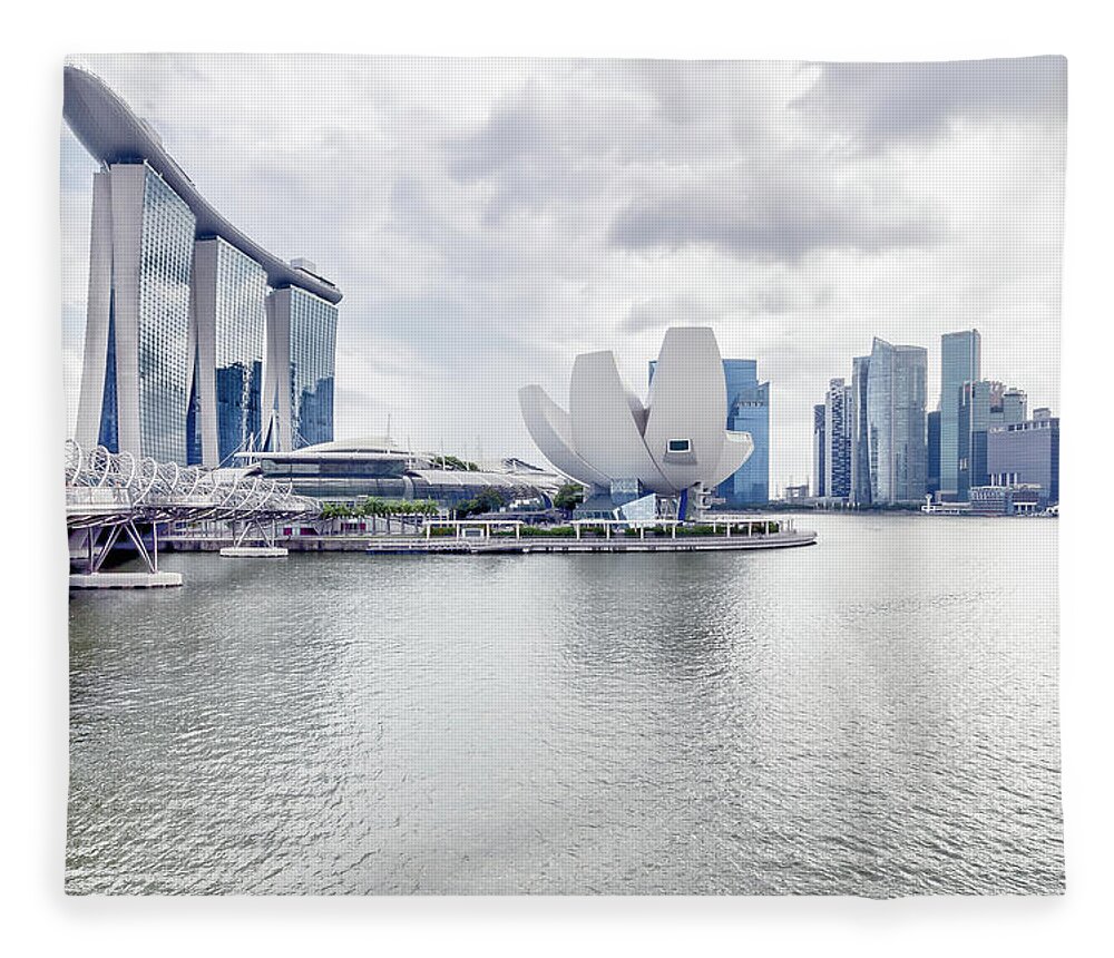 Panoramic Fleece Blanket featuring the photograph Singapore Clean White Skyline by Steffen Schnur