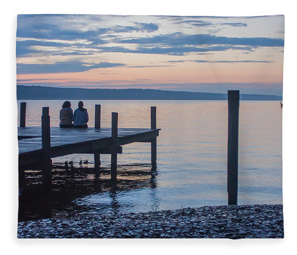 Sisters Fleece Blanket featuring the photograph Sisters - Lakeside Living at Sunset by Photographic Arts And Design Studio
