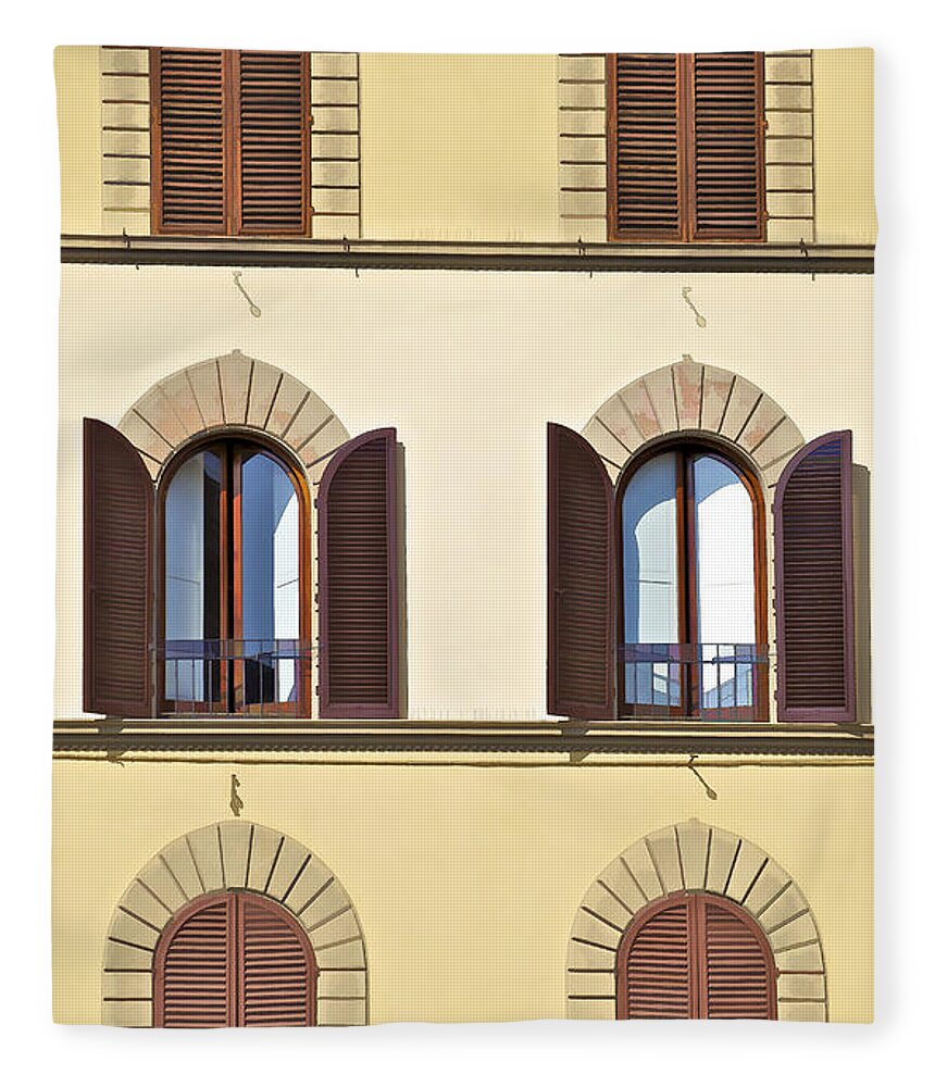 Window Fleece Blanket featuring the photograph Six Windows of Florence by David Letts