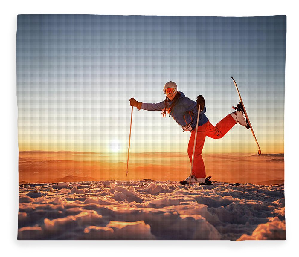 Ski Pole Fleece Blanket featuring the photograph Ski Exercise by Extreme-photographer