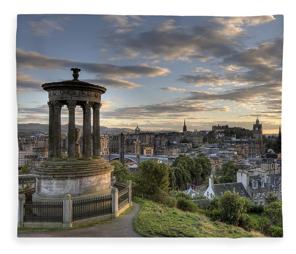 Edinburgh Fleece Blanket featuring the photograph Skyline of Edinburgh Scotland by Michalakis Ppalis