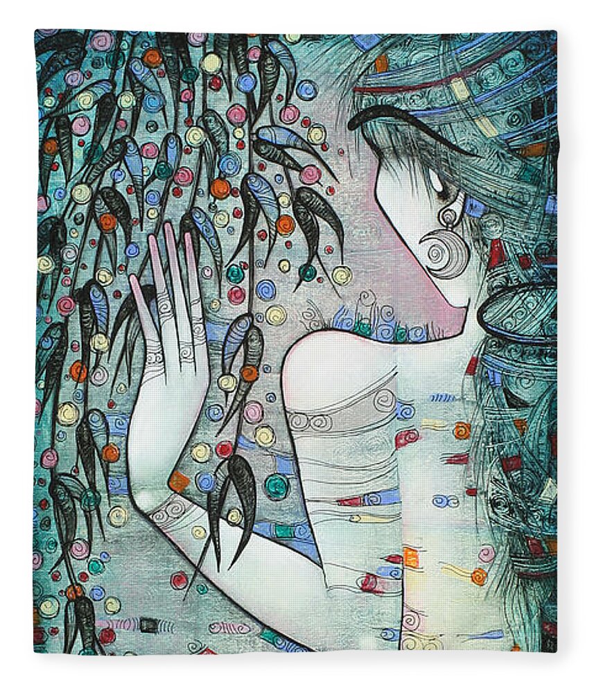 Albena Fleece Blanket featuring the painting Sleepless Nights by Albena Vatcheva