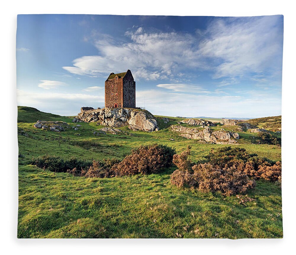 Tower Fleece Blanket featuring the photograph Smailholm Tower by Grant Glendinning