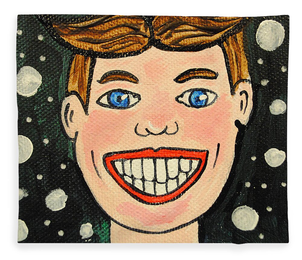 Asbury Park Fleece Blanket featuring the painting Smiling Boy by Patricia Arroyo