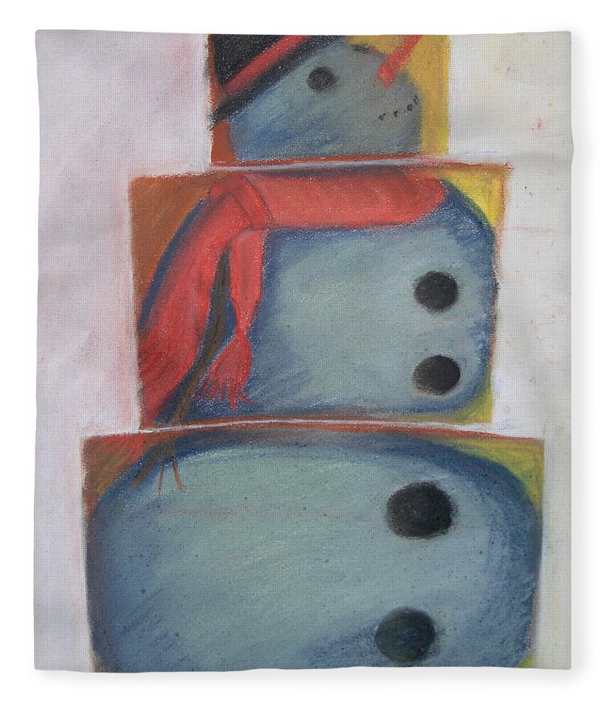 Snowman Fleece Blanket featuring the painting S'no Man by Claudia Goodell
