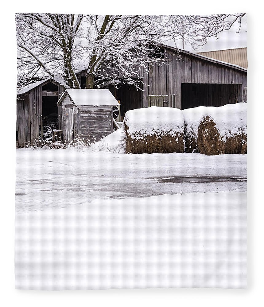 Farm Fleece Blanket featuring the photograph Snow Covered Farm by Holden The Moment