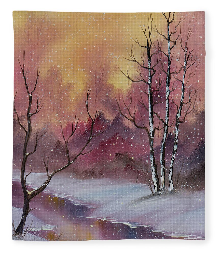 Landscape Fleece Blanket featuring the painting Winter Enchantment by Chris Steele