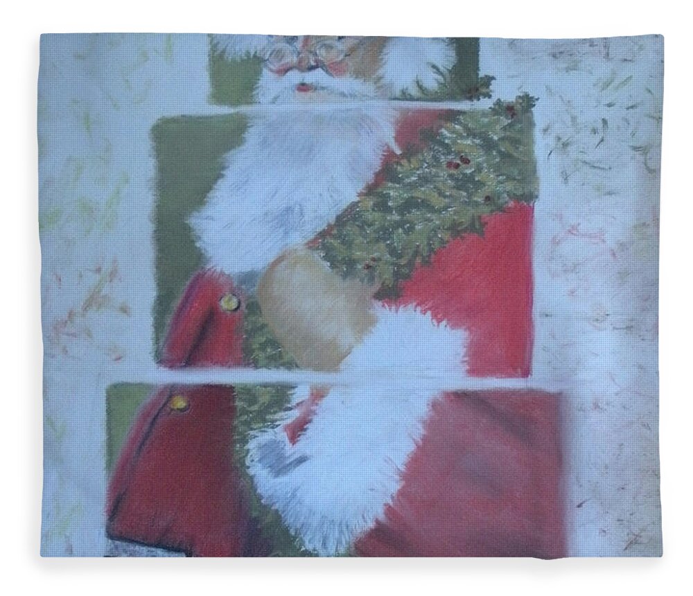 Santa Fleece Blanket featuring the painting S'nta Claus by Claudia Goodell
