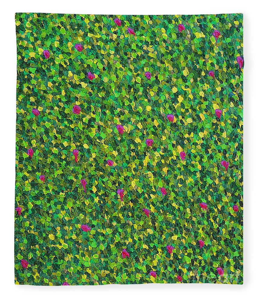 Abstract Fleece Blanket featuring the painting Soft Green with Pink by Dean Triolo