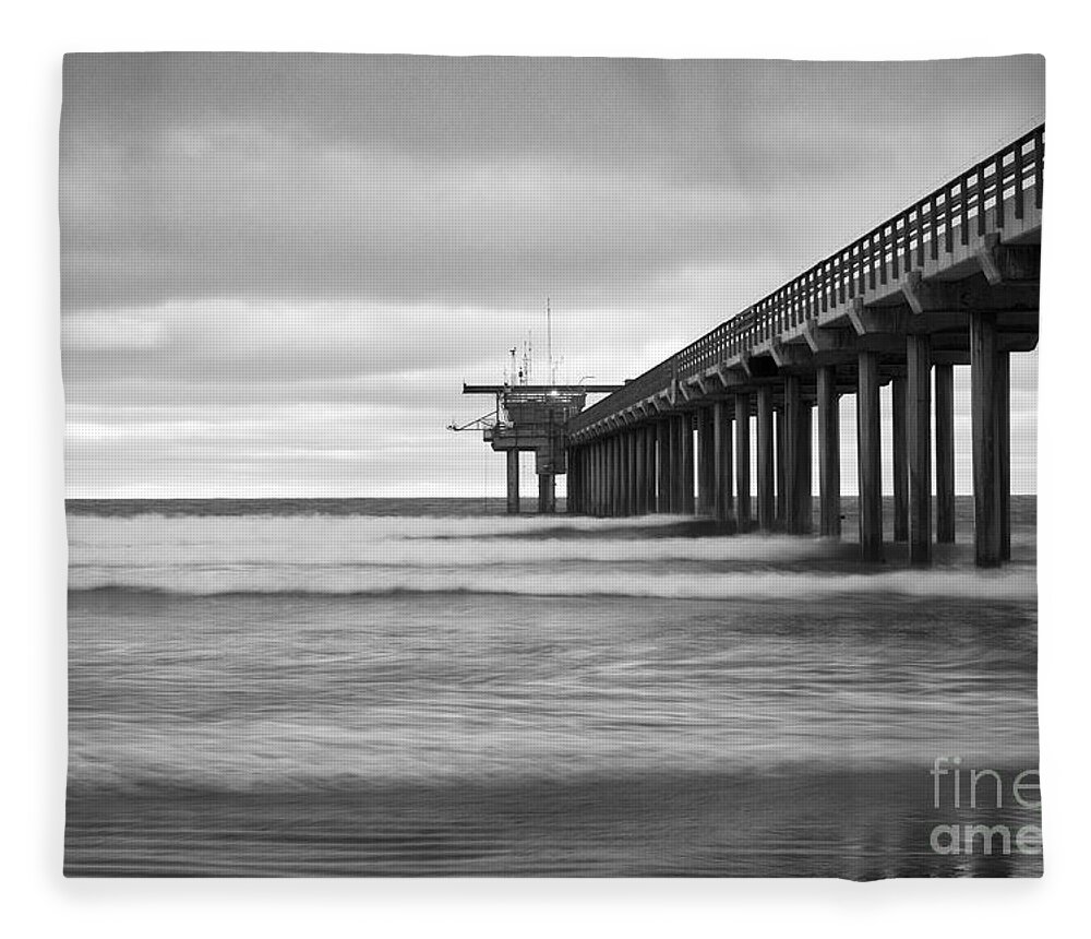 Scripps Pier Fleece Blanket featuring the photograph Soft Waves at Scripps Pier by Ana V Ramirez