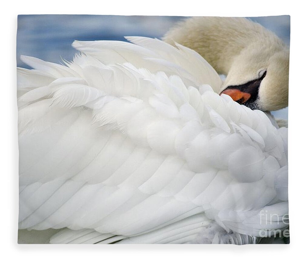 Swan Fleece Blanket featuring the photograph Softly Sleeping by Deb Halloran
