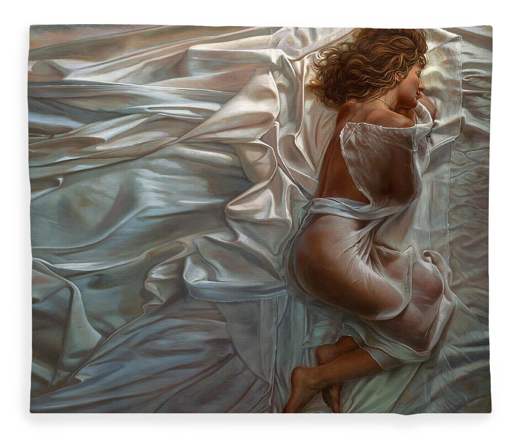 Portrait Fleece Blanket featuring the painting Sogni Dolci by Mia Tavonatti