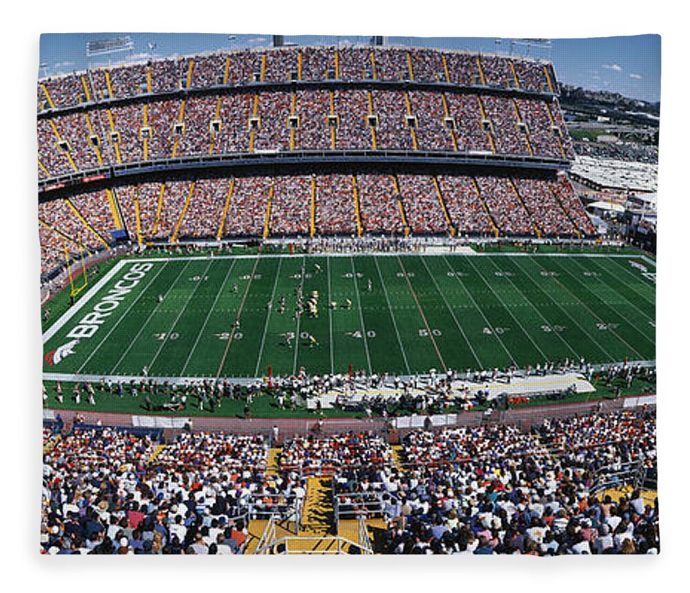 Photography Fleece Blanket featuring the photograph Sold Out Crowd At Mile High Stadium by Panoramic Images