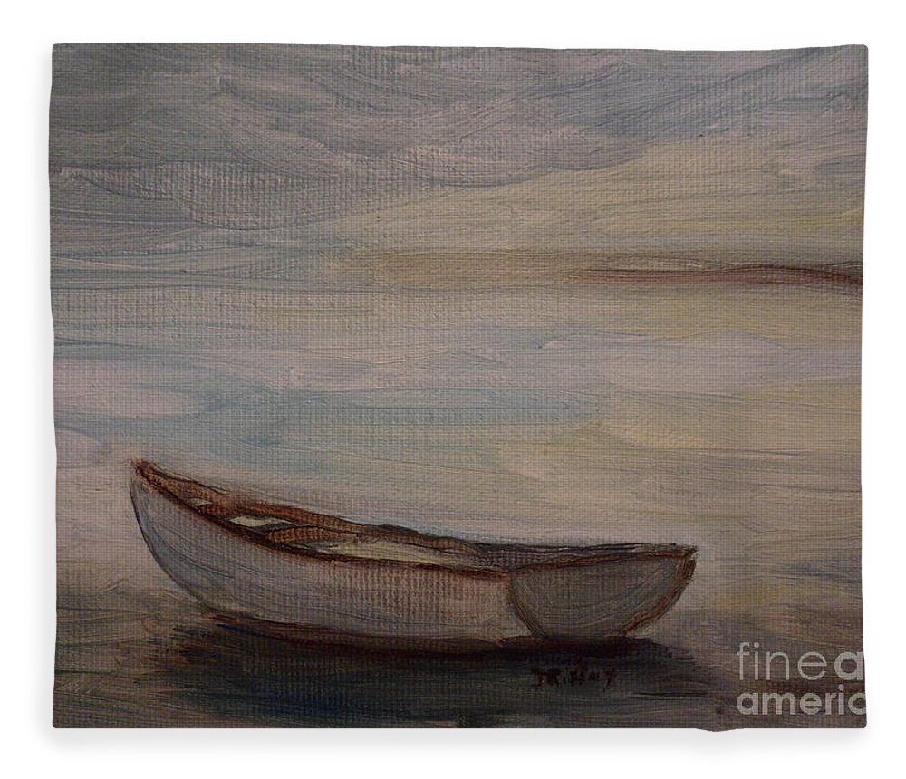 Boat Fleece Blanket featuring the painting Solitude by Julie Brugh Riffey