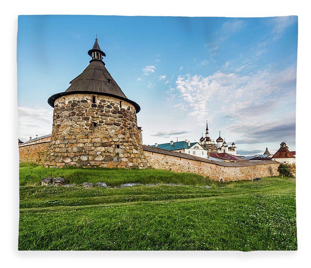 Grass Fleece Blanket featuring the photograph Solovetsky Monastery. White Sea. Russia by Mordolff