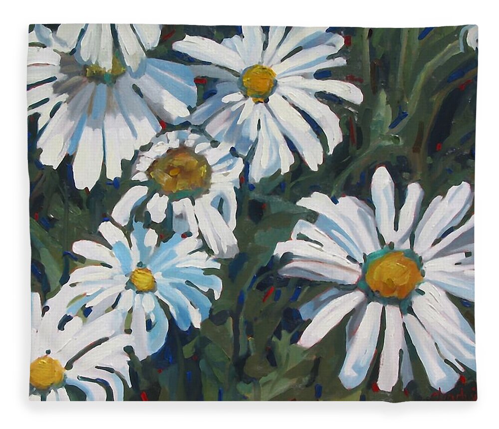 Floral Fleece Blanket featuring the painting Some Are Daisies by Phil Chadwick