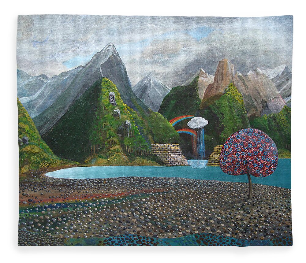 Hope Fleece Blanket featuring the painting Somewhere Over The Rainbow by Mindy Huntress