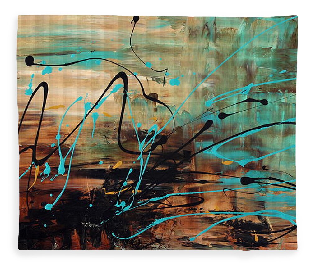 Contemporary Paintings Fleece Blanket featuring the painting Sound Effect by Preethi Mathialagan