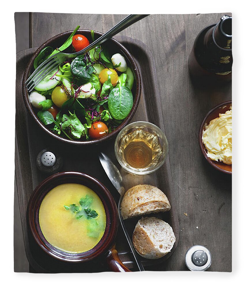 Gstaad Fleece Blanket featuring the photograph Soupe De Légumes by A.y. Photography