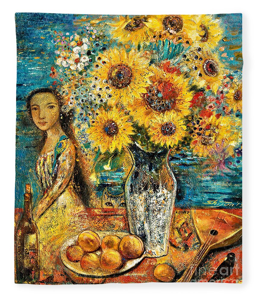 Shijun Fleece Blanket featuring the painting Southern Sunshine by Shijun Munns