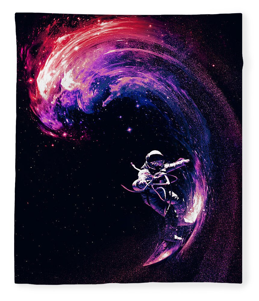 Space Fleece Blanket featuring the digital art Space Surfing by Nicebleed 