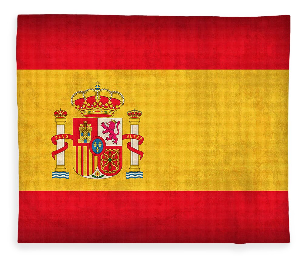 Spain Flag Vintage Distressed Finish Spanish Madrid Barcelona Europe Nation Country Fleece Blanket featuring the mixed media Spain Flag Vintage Distressed Finish by Design Turnpike