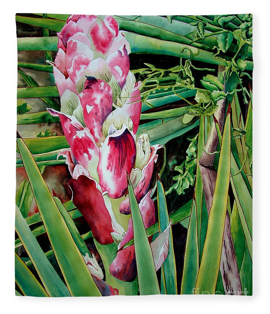 Floral Painting Fleece Blanket featuring the painting Spanish Dagger III by Kandyce Waltensperger